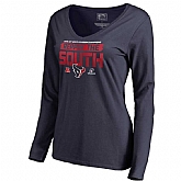 Women Texans Navy Long Sleeve 2018 NFL Playoffs Reppin' The South T-Shirt,baseball caps,new era cap wholesale,wholesale hats